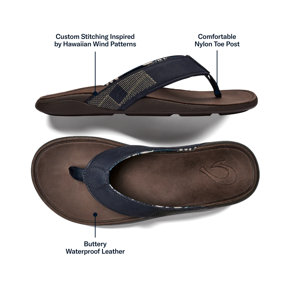 OluKai Tuahine – Trench Blue / Dark Wood - Image 3